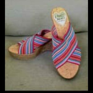 Love liberty shoes multicolored strap wedge